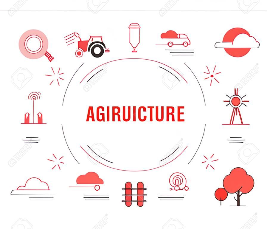 agriculture concept with icon set template banner and circle round shape vector