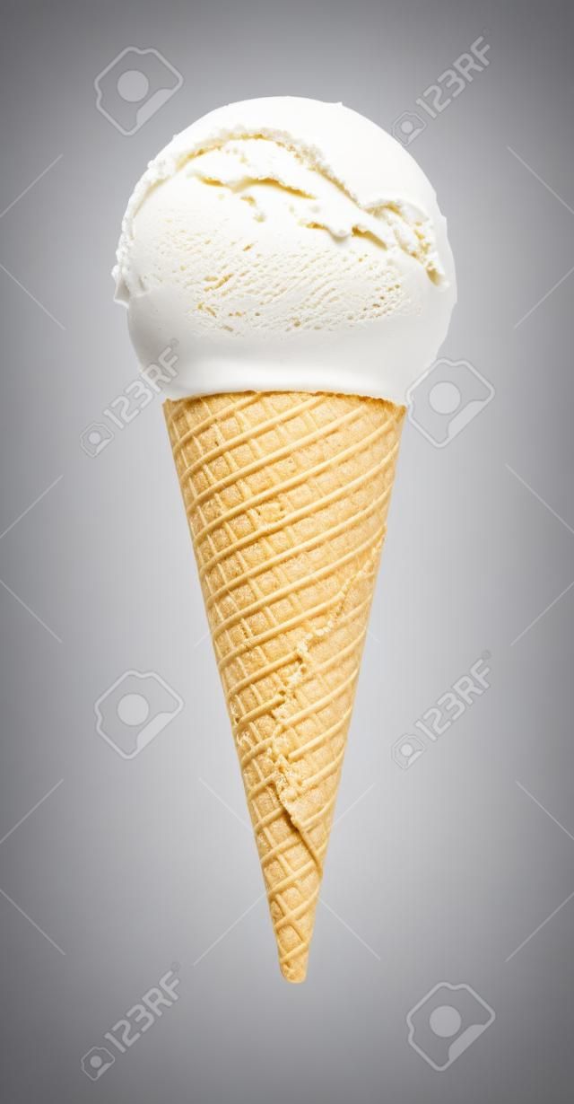 gelato con cono su sfondo bianco