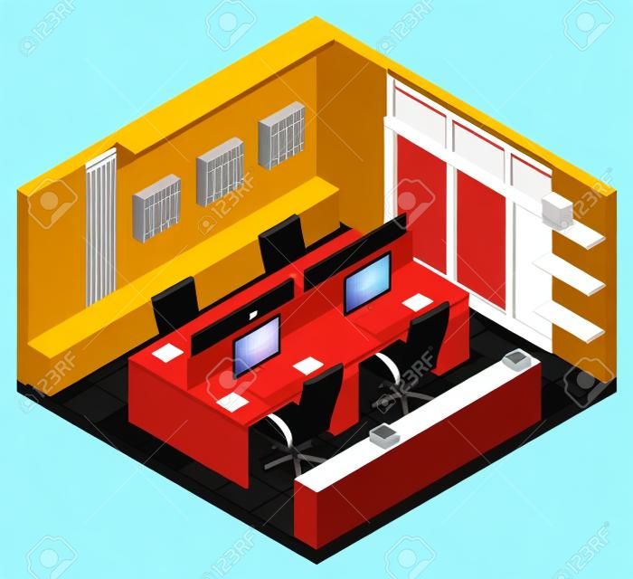 izometryczny icon pokój biurowy