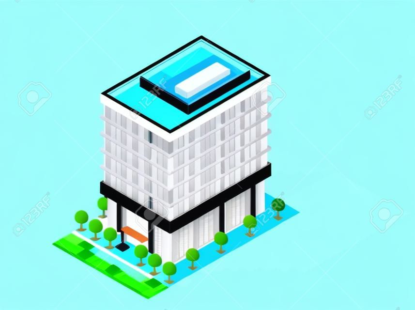 Isometric icon representing apartment building