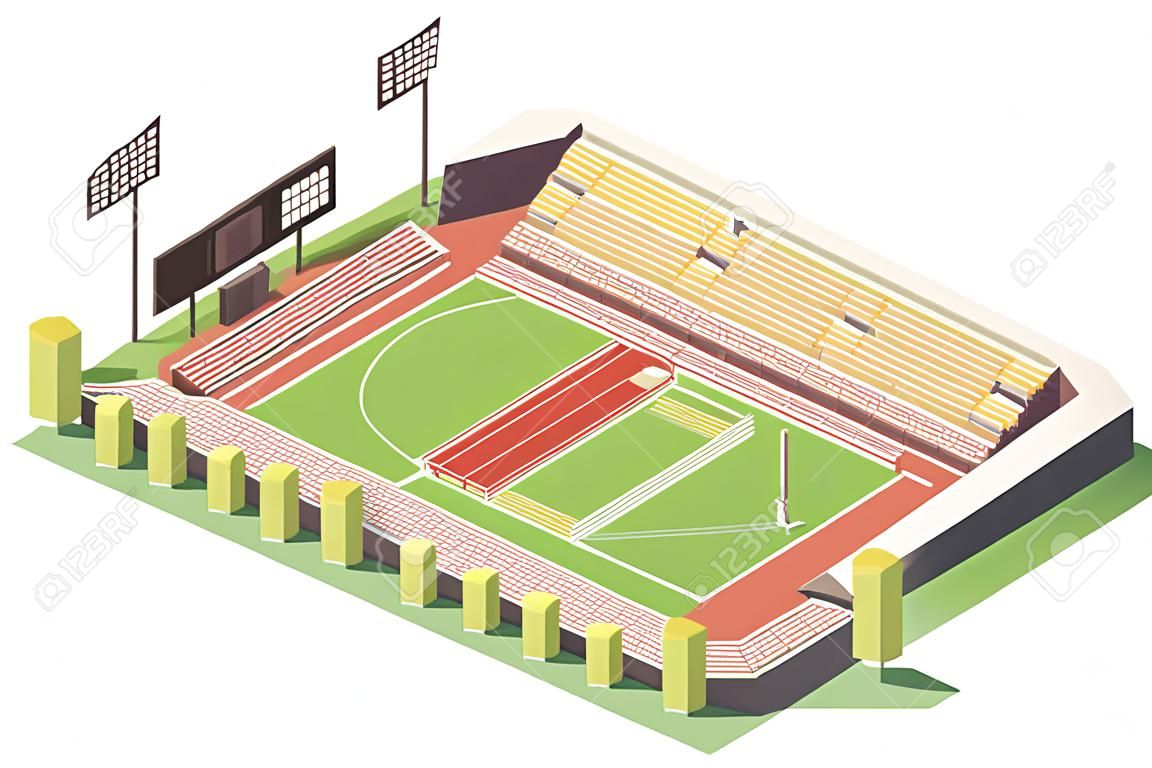 Vektor isometrisches Low-Poly-Leichtathletikstadion