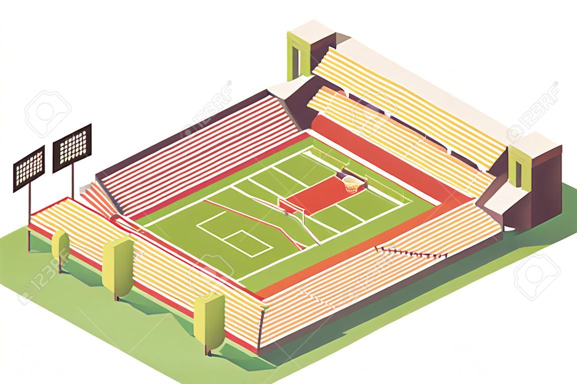 Wektor izometryczny stadion lekkoatletyczny low poly