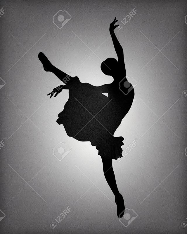 balerina, árnykép, elszigetelt, fehér, háttér