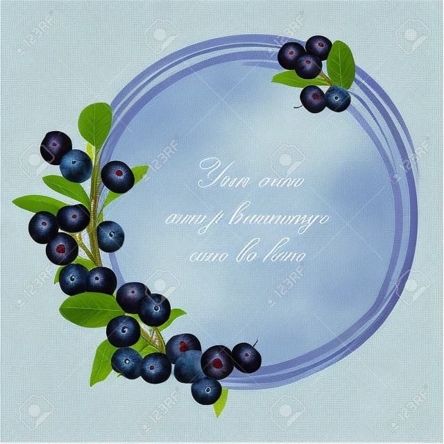 Blueberry çerçeve billberry çalı sınır Yaz tebrik kartı