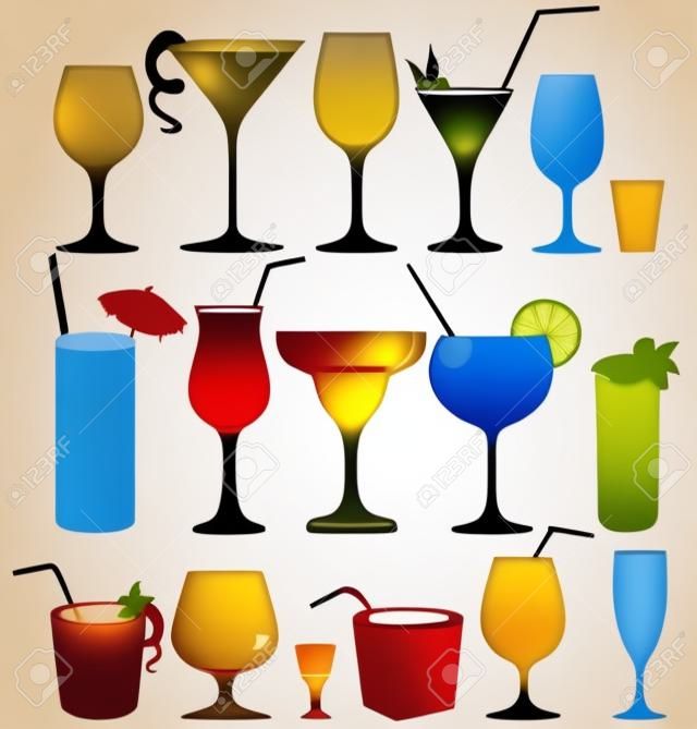 Drink ikon készlet Glass gyűjtés - vektor sziluettje Cocktail party ikonok beállítása