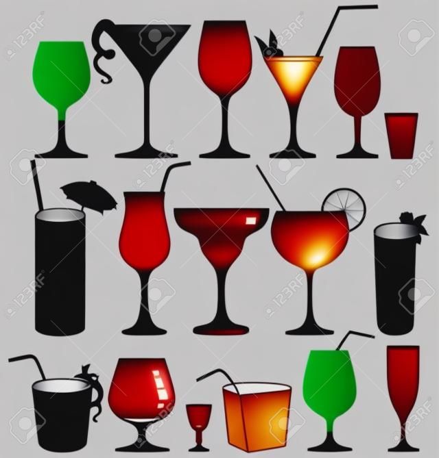 Beba icono de la colección Glass set - silueta vector iconos de partido de coctel establecen