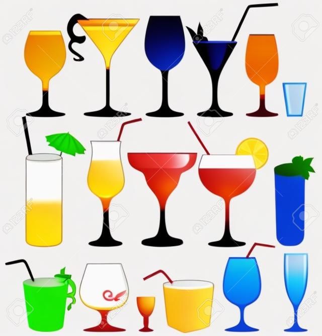 Buvez collection d'icônes de verre set - icônes silhouette vecteur de cocktail fixés