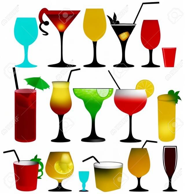 Drink icon set  Glass collection - vector silhouette  Cocktail party icons set  