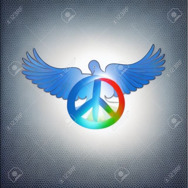 Friedenssymbol. Taube mit Pazifismus Zeichen isoliert
