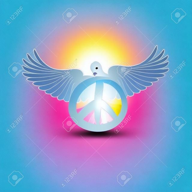 Friedenssymbol. Taube mit Pazifismus Zeichen isoliert