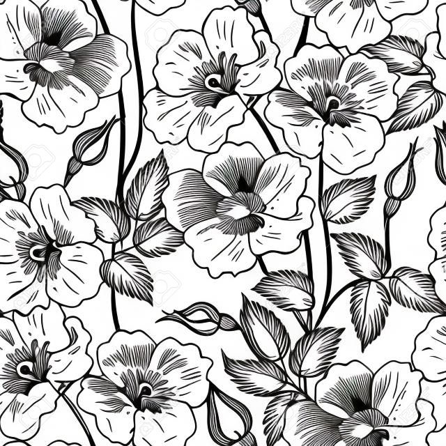 Floral nahtlose Prinzipskizze Muster. Blumen-Hintergrund. Blumenfliese Frühjahr Textur mit Blumen, Zier blühen Garten Abdeckung für Kartendesign