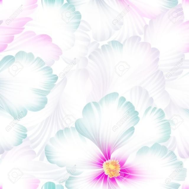 Floral seamless háttér. Vektoros minta gyönyörű bazsarózsa virággal. Gyengéd virágzó háttér pasztell színekkel. Zökkenőmentes minták használhatók textiltervezés, képeslapok, naptárak, weboldalak, háttérképek