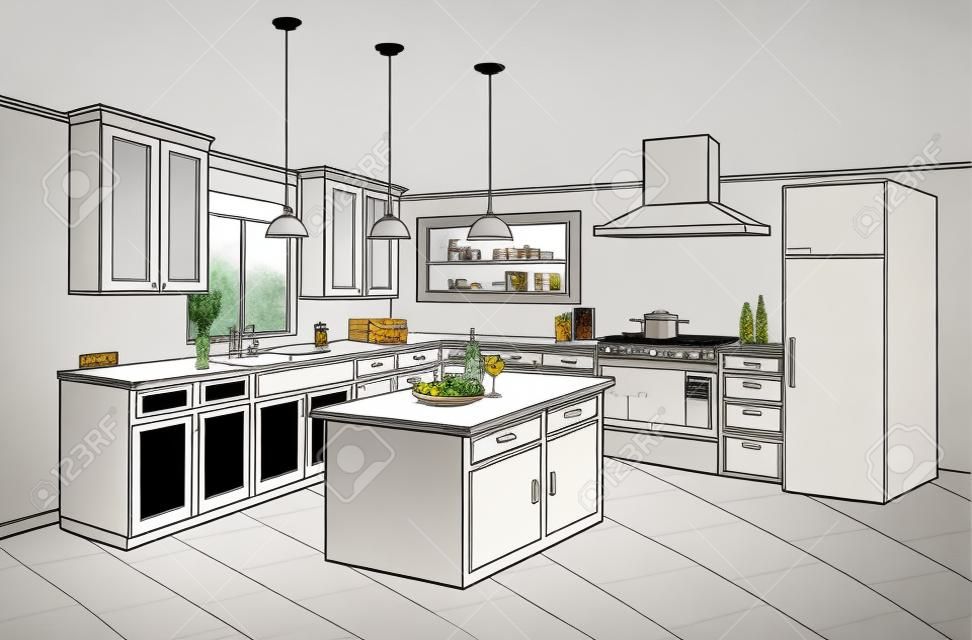 现代家具与海岛厨房轮廓设计