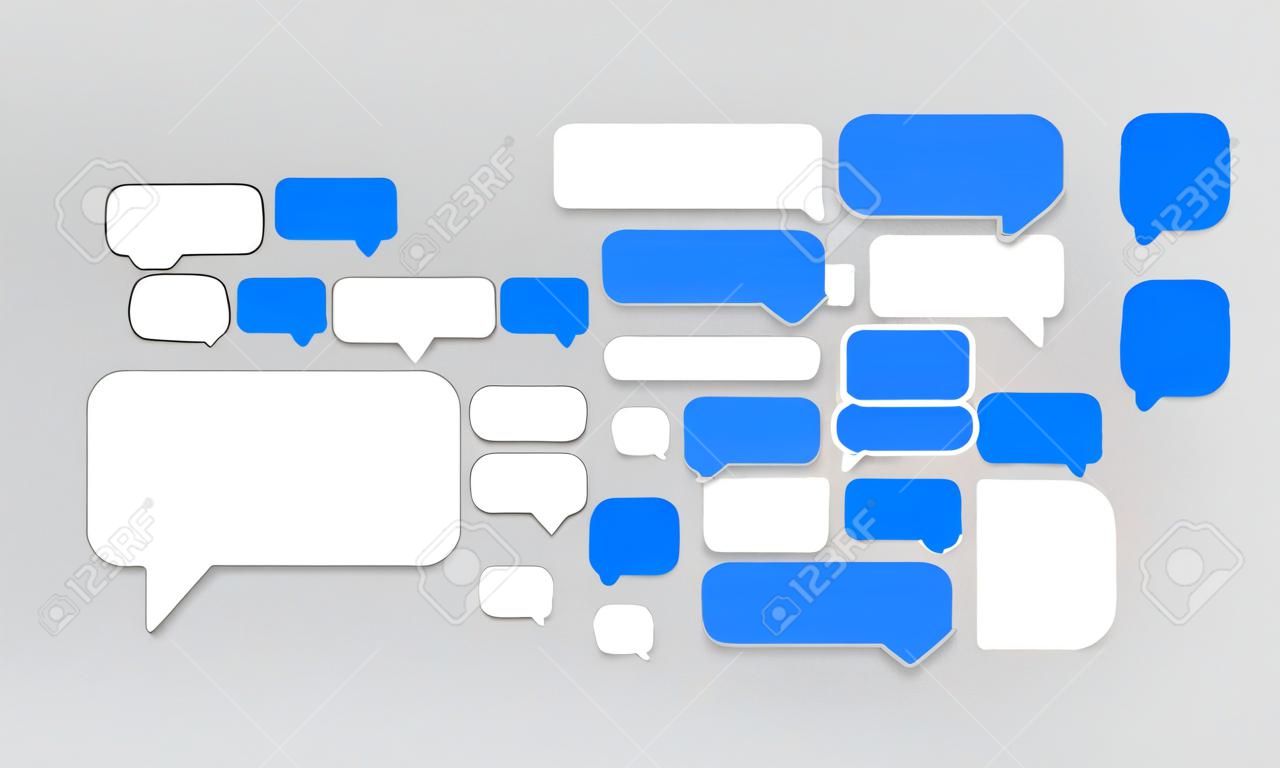 Messaggio chat bolle icone vettoriali per messenger. Modello per chat di messaggi. Illustrazione vettoriale