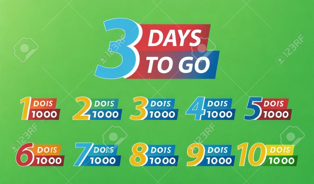 Number 1, 2, 3, 4 5 6 7 8 9 10 of days left to go Collection badges sale landing page banner