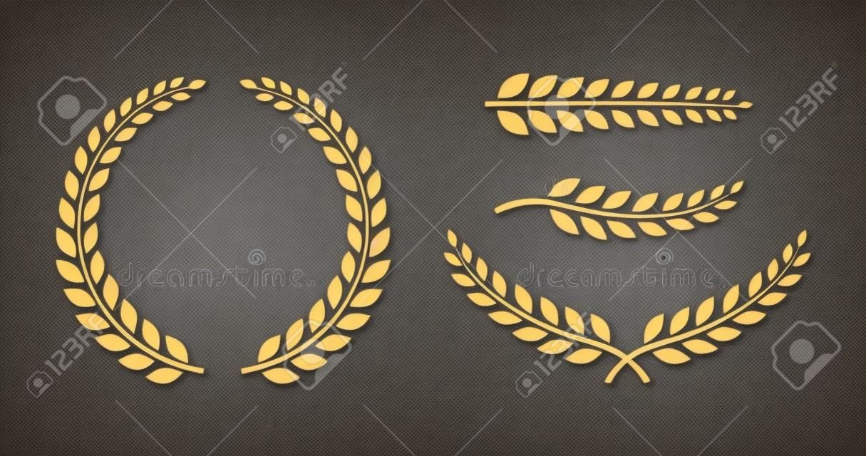 Best set Laurel Wreaths and branches. Wreath collection. Winner wreath icon. Awards. Vector illustration