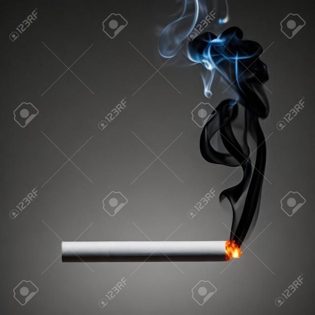 smoking cigarette on black background