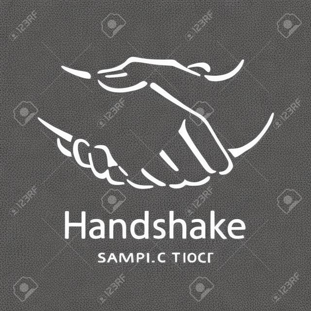 Lijntekening van twee personen die handen schudden voor gebruik als bedrijfslogo