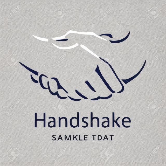 Linha de desenho de duas pessoas apertando as mãos para uso como logotipo da empresa