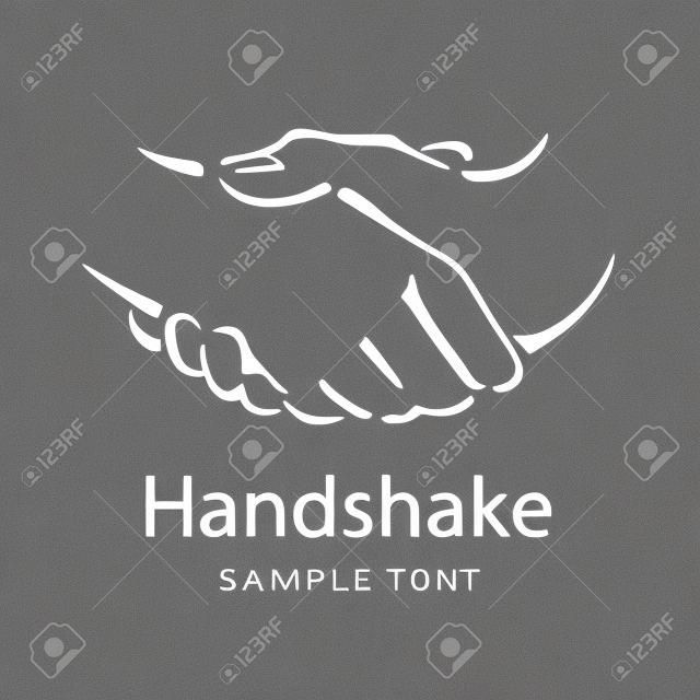 Strichzeichnung von zwei Personen, die sich die Hände zur Verwendung als Firmenlogo schütteln