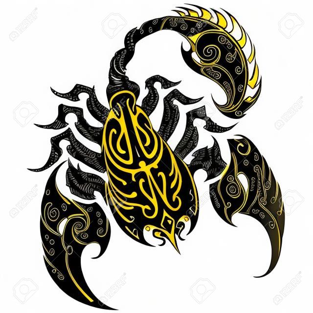 Tatuaje del escorpión en un fondo aislado Vector abstracta Ilustración de Scorpion