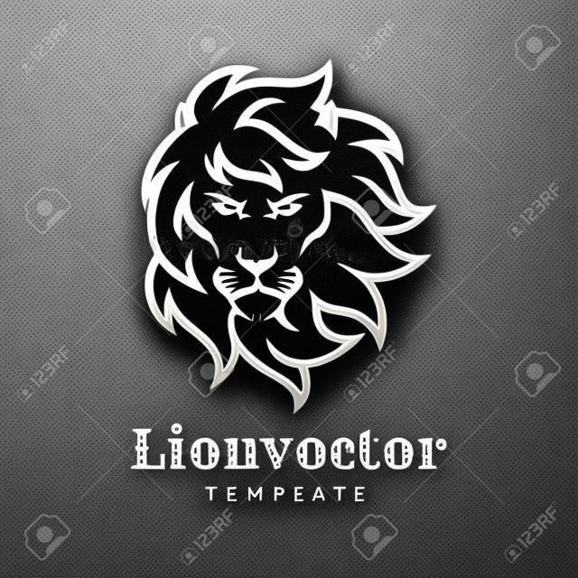 Designvorlage für das Logo des Löwenschildes. Löwenkopf-Logo. Element für die Markenidentität, Vektorillustration.