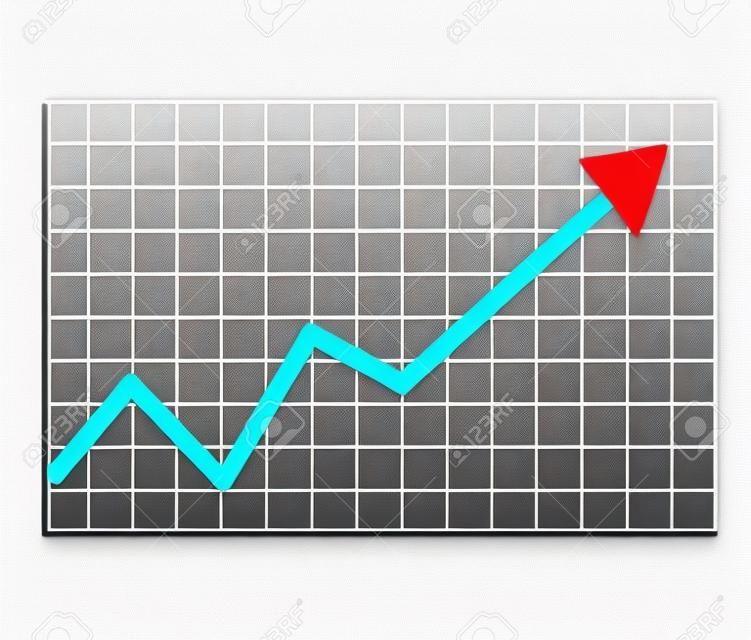 trend up graph icon in trendy isolated on white background. flat style. stock sign. growth progress red arrow icon for your web site design, logo, app, UI. line chart symbol.