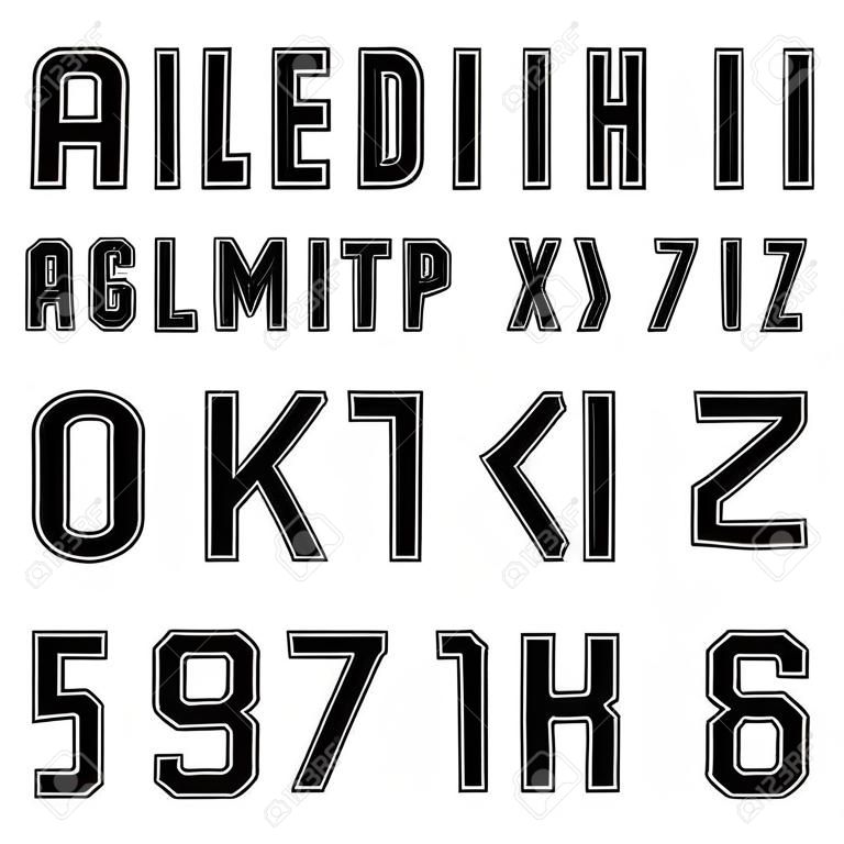 Sport Alphabet Letters and numbers on white background. Vintage sport font. Letters and numbers vector.