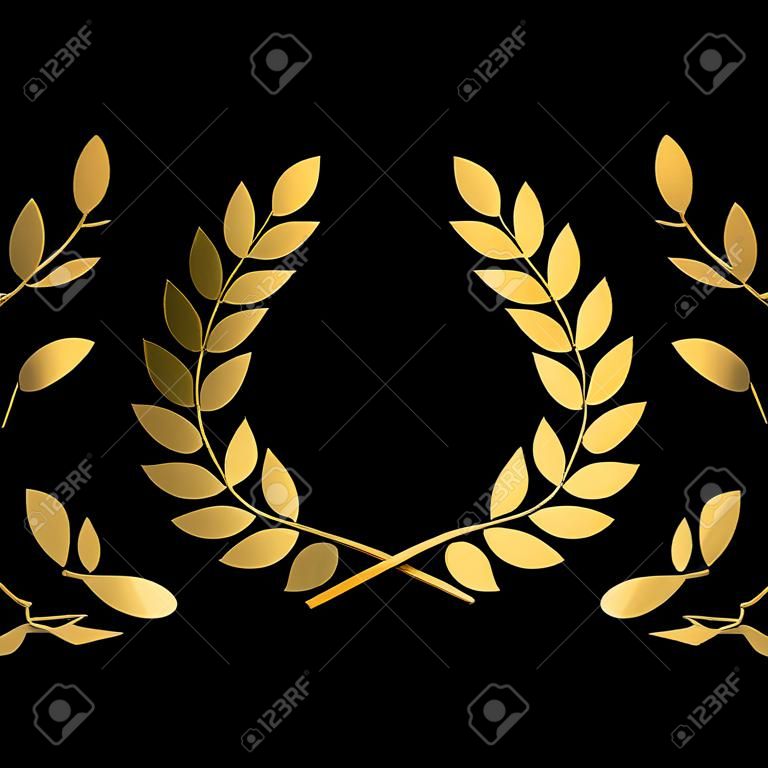 winner label sign. leaf symbol victory. gold award laurel wreath.
