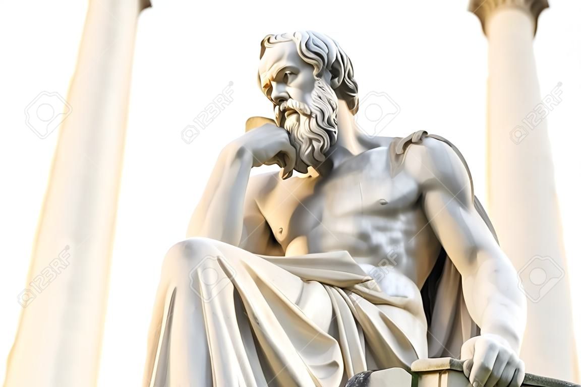 Grecki filozof Sokrates przed Narodową Akademią Ateny