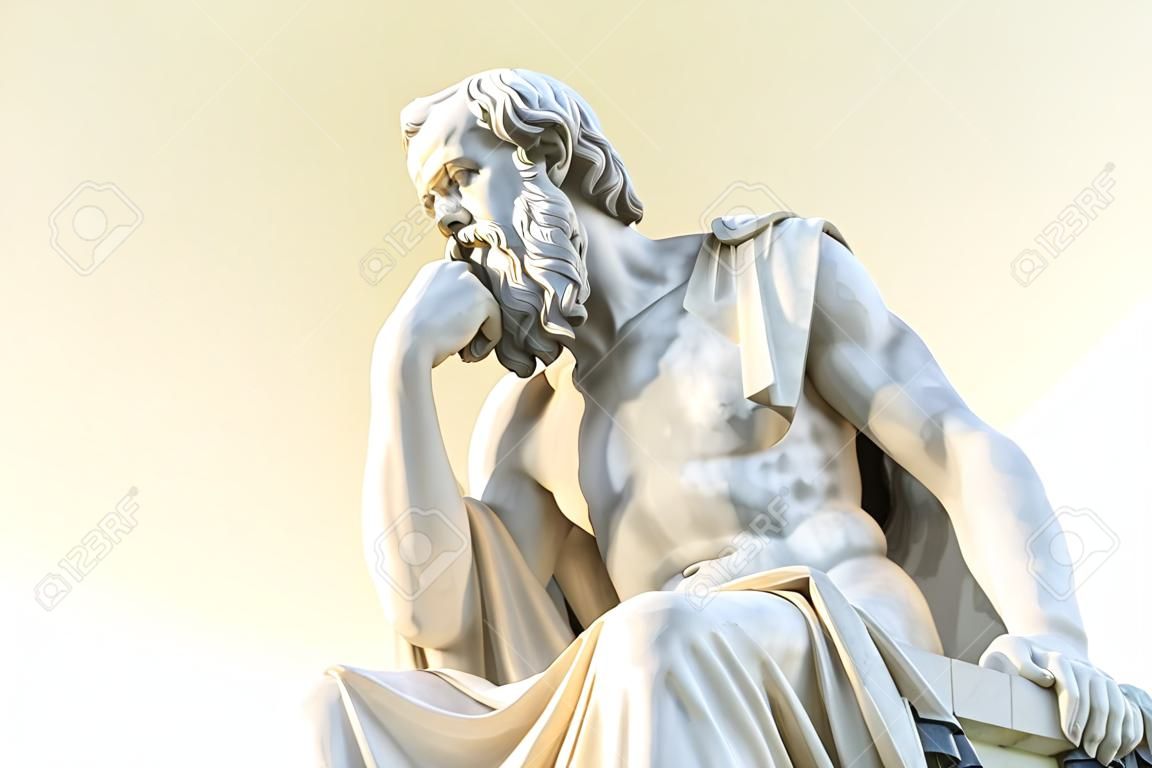 Grecki filozof Sokrates przed Narodową Akademią Ateny