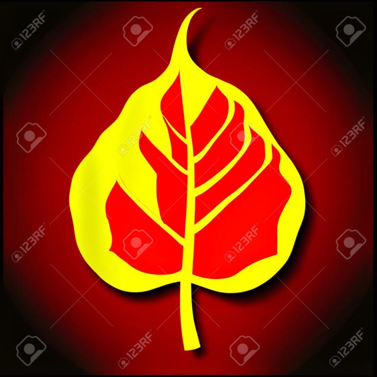 Golden boh leaf on dark red backgroud