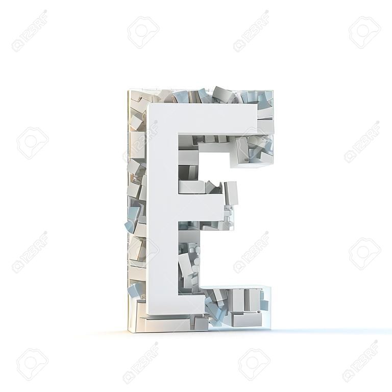 White uppercase letter F isolated on white. Part of high resolution graphical alphabet set.
