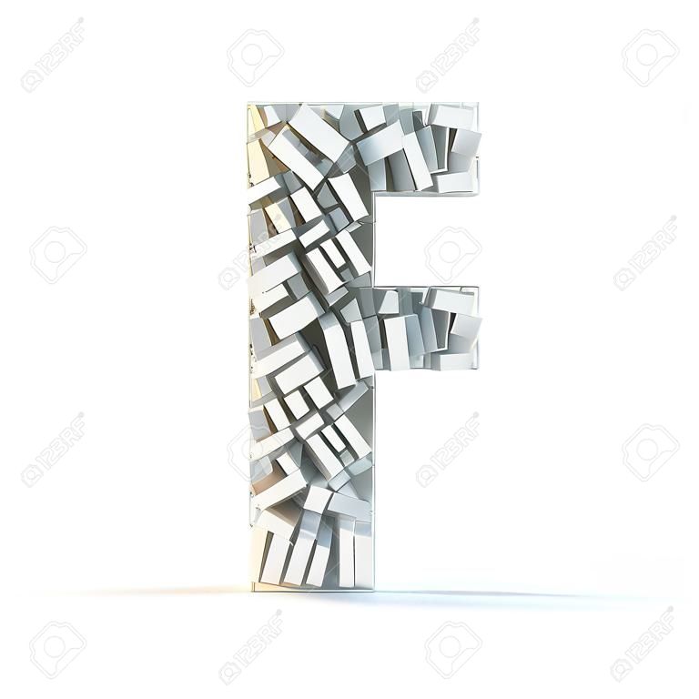 White uppercase letter F isolated on white. Part of high resolution graphical alphabet set.