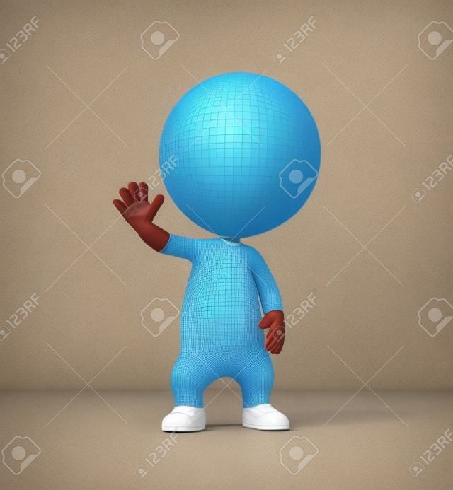 3D человек, Салюты с правой рукой, поднятой высокое разрешение 3D иллюстрации с отсечения путь
