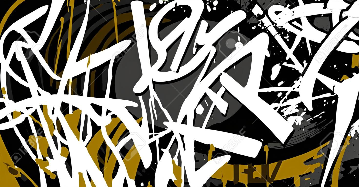 Abstrakter Graffiti-Kunsthintergrund mit Scribble Throw-up und Tagging im handgezeichneten Stil. Street Art Graffiti Urban Theme für Drucke, Muster, Banner und Textilien im Vektorformat.