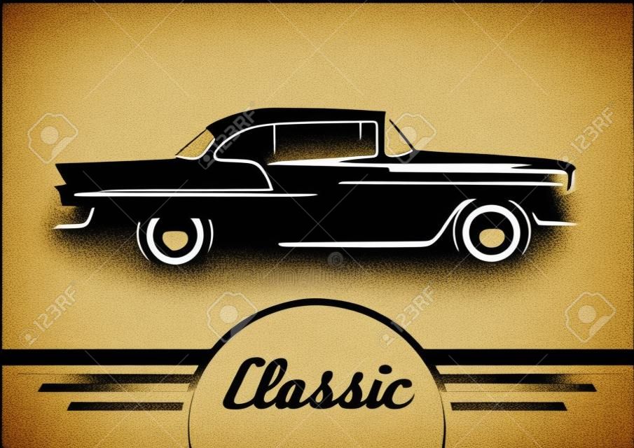 Classic Vehicle - Vintage Car Silhouette Design. Vector illustratie.