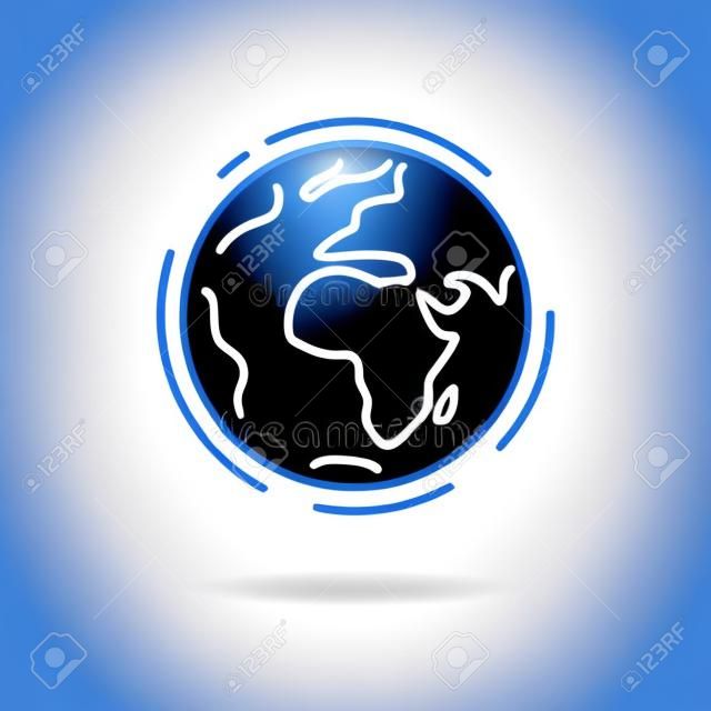 Planet Erde Symbol. Planet Erde Zeichen. Planet Erde Symbol. Thin Line-Symbol auf weißem Hintergrund. Vektor-Illustration.