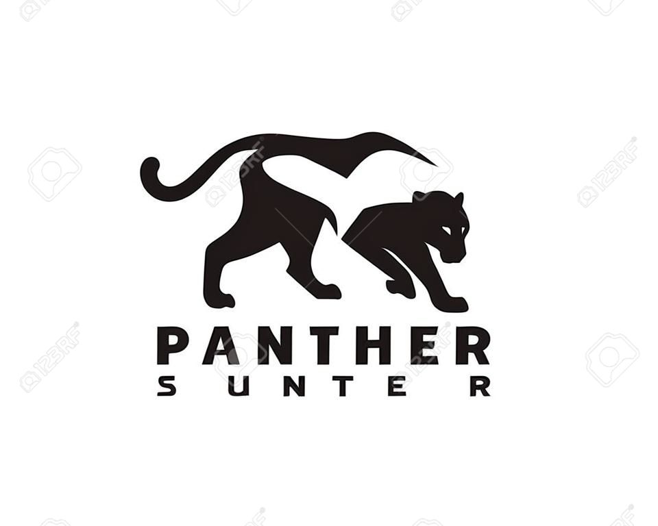 Icona del logo della siluetta della pantera. Simbolo del puma. Segno Puma. Gatto selvatico Jaguar illustrazione vettoriale.
