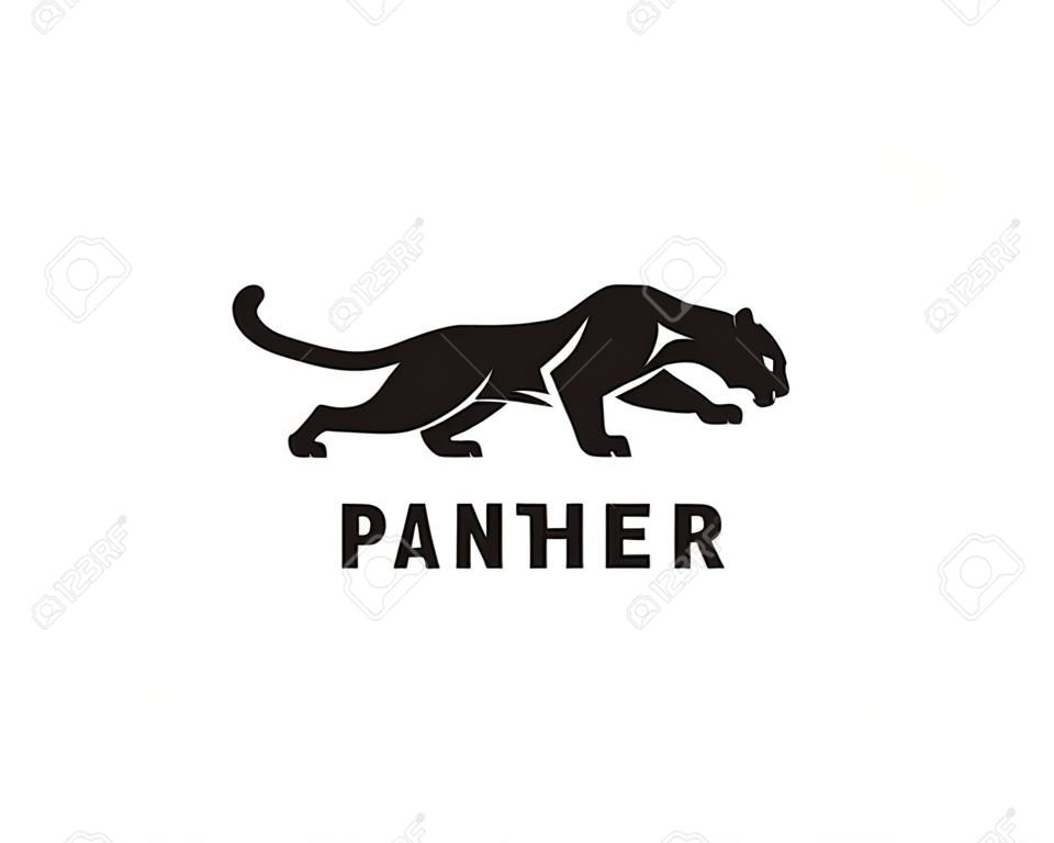 Icona del logo della siluetta della pantera. Simbolo del puma. Segno Puma. Gatto selvatico Jaguar illustrazione vettoriale.