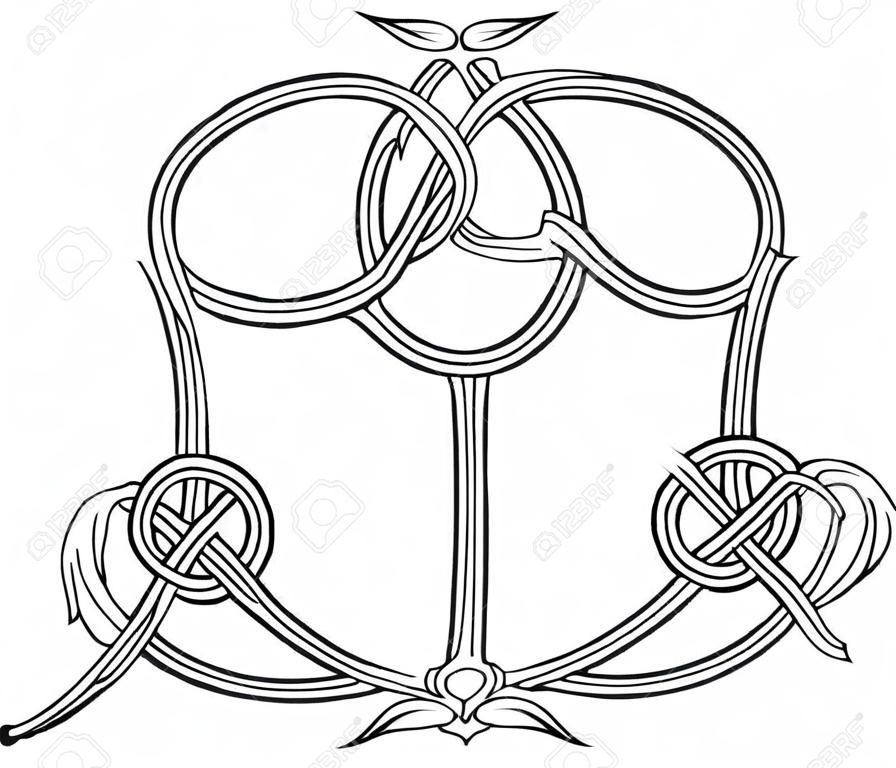 Sagoma stilizzata A Knot-lavoro Lettera Capital celtica S