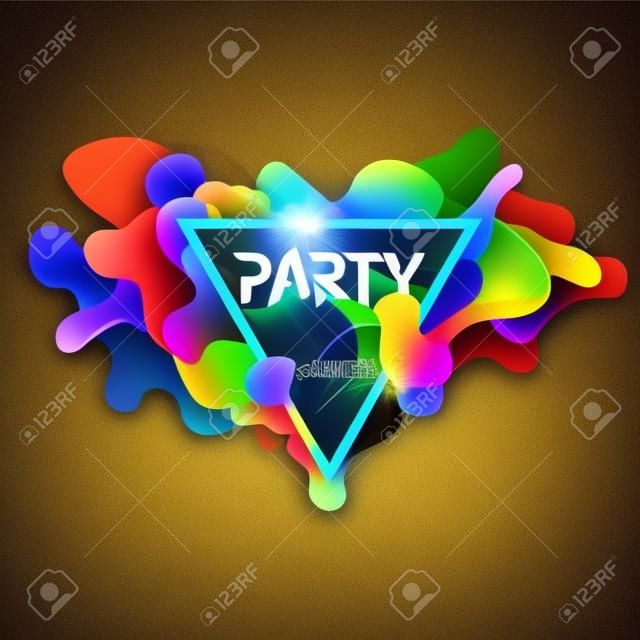 Poster for party. Plastic colorful shapes.