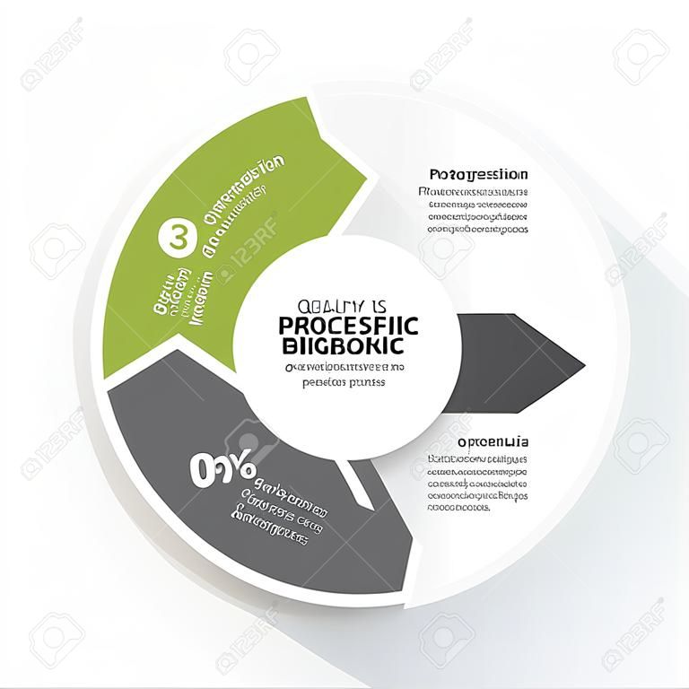 Flechas Vector círculo de infografía. Plantilla de diagrama, gráfico, presentación y gráfico. Concepto de negocio con 3 opciones, partes, etapas o procesos. Resumen de antecedentes.