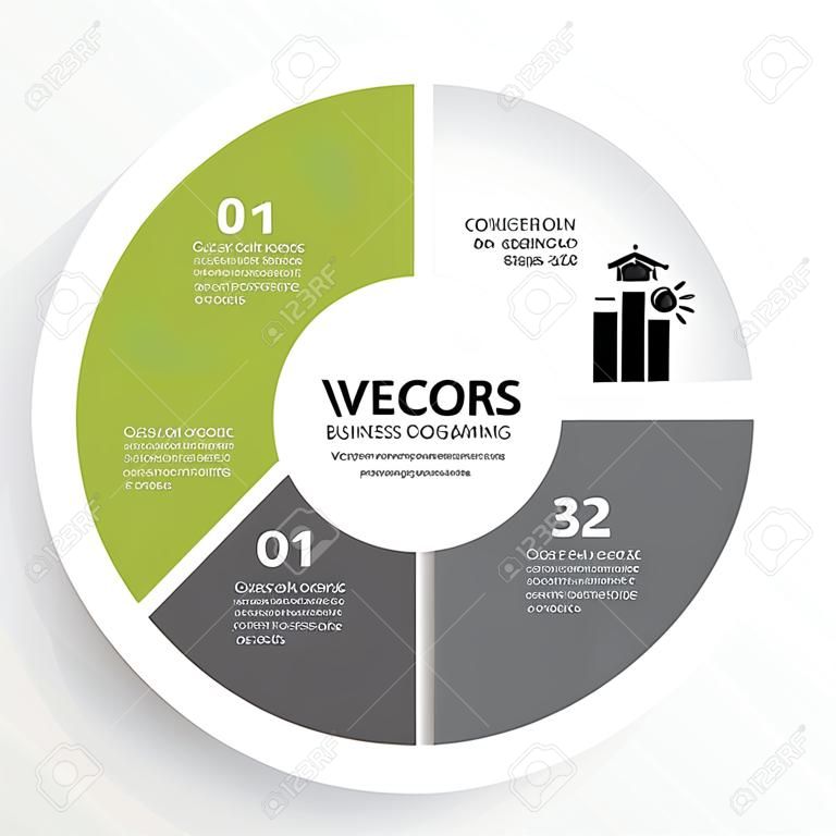Flechas Vector círculo de infografía. Plantilla de diagrama, gráfico, presentación y gráfico. Concepto de negocio con 3 opciones, partes, etapas o procesos. Resumen de antecedentes.