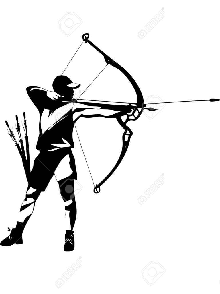 Archery Man 4 isolierte Vektorsilhouette