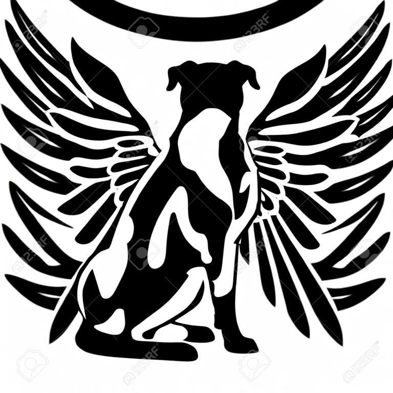 Pet Memorial, Angel Wings Staffordshire Bull Terrier Dog  Silhouette Vector