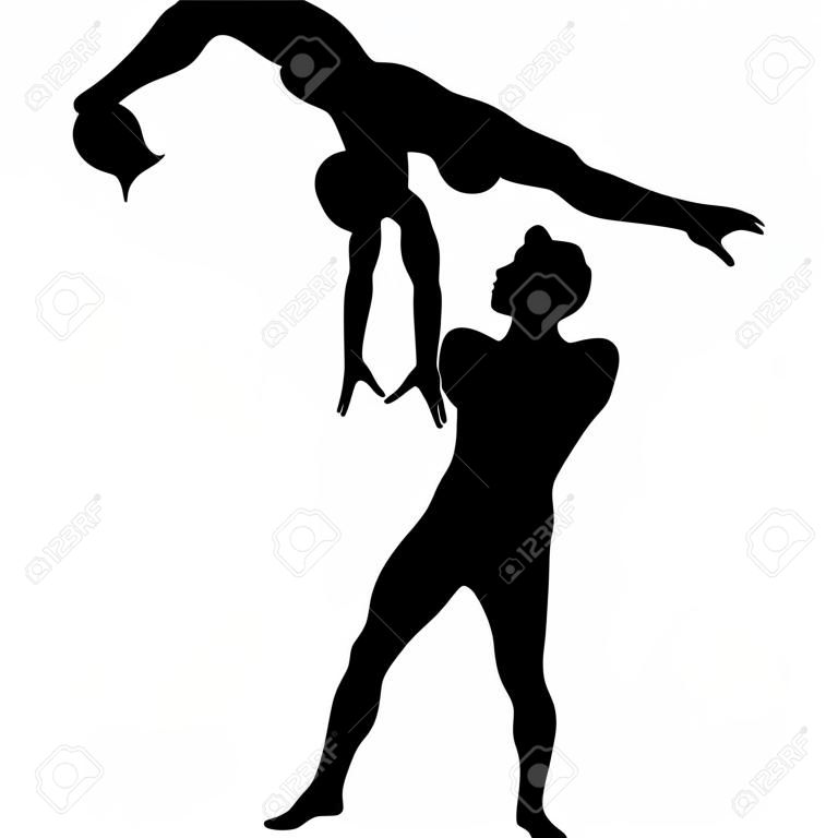 Circus Performers Acrobats Silhouette Vector