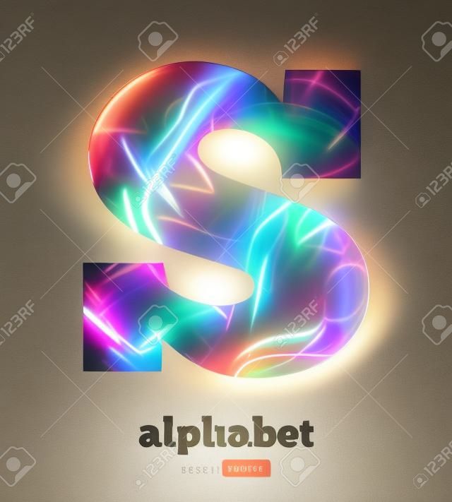 Customizable Light Effect Alphabet. Design Abstract Letter S.