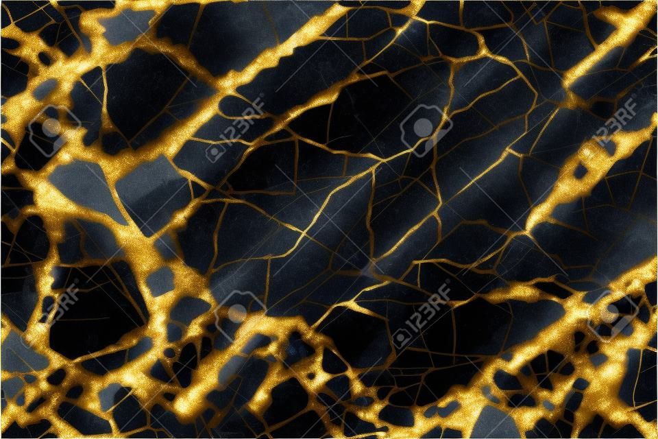 Gold patterned natural of dark blue gray marble pattern background, abstract marble texture.