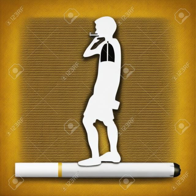 Cigarettes destroy lung health of human as craft style and paper art concept. vector illustration